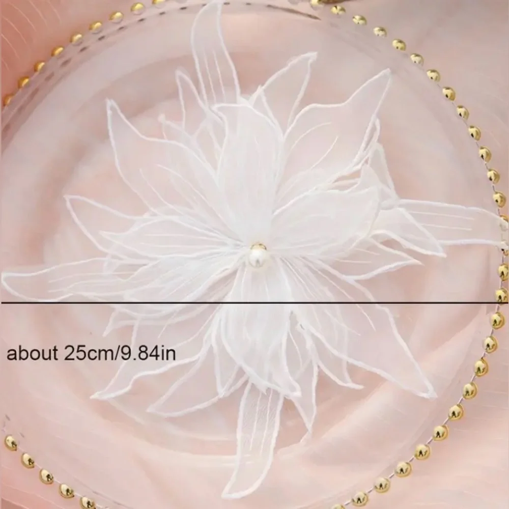 White & Black Embroidered Sew-On Appliqué Flower, Clothing Embellishment, New